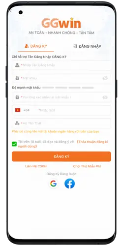 Đăng ký tài khoản GGWIN dễ dàng chỉ trong 1 phút